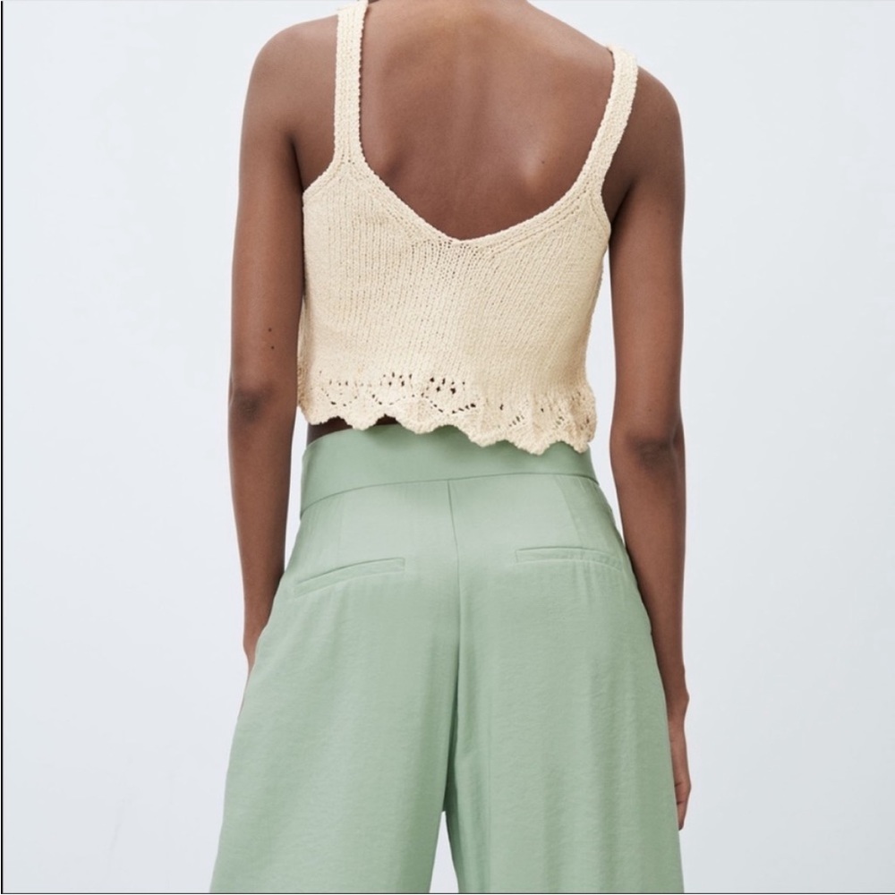 Zara High Waist Wide Leg Trousers Sea Green - Picture 7 of 12